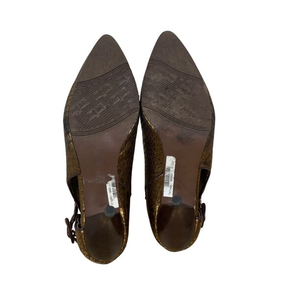 Miss Sofi Gold Snake Print Kitten Heels & Buckle Closure Ankle Booties Sz 35.5 - Picture 9 of 11